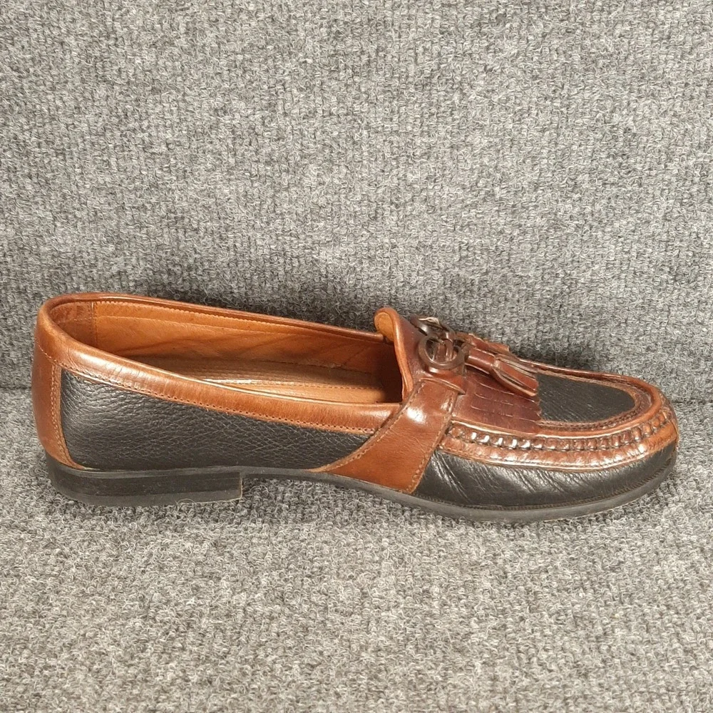 VTG Johnston Murphy Made in Italy Two Tone Kiltie Tassel Loafers Mens 11N Dress